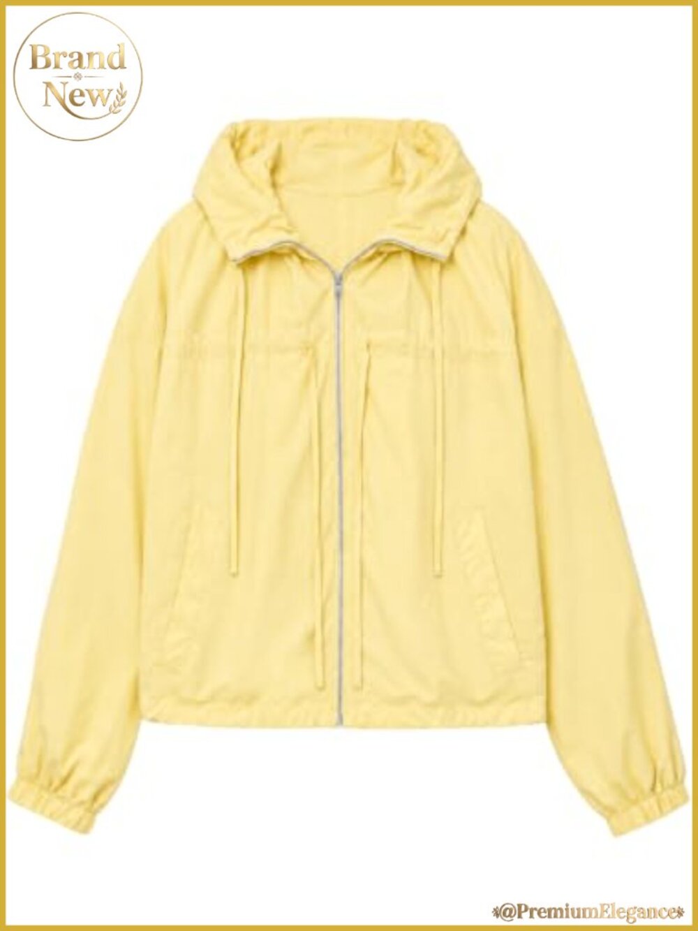 Lightweight Nylon Zip Up Hooded Windbreaker Jacket Cropped